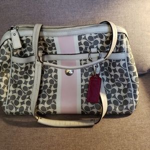 Coach Cream Gray and Pink Shoulder Bag